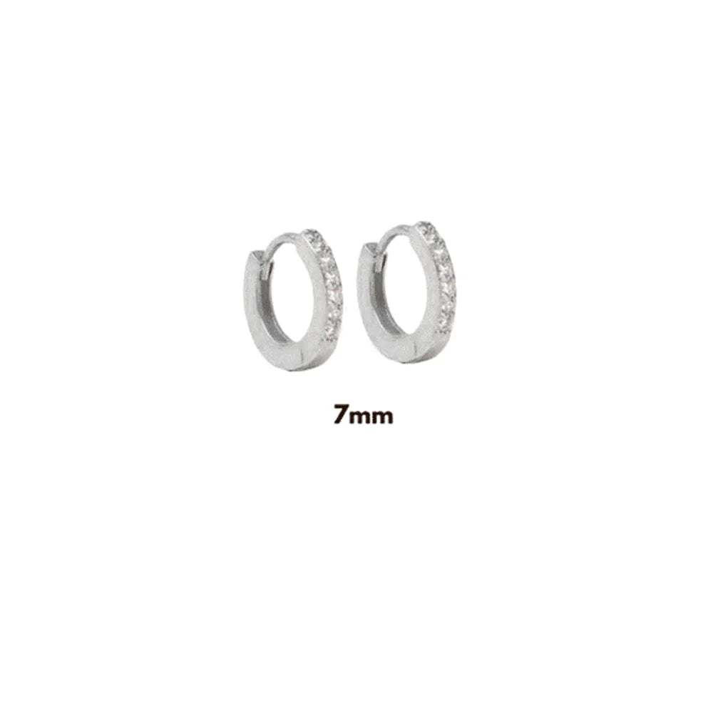 925 Sterling Silver Gold Zircon CZ 5mm 6mm 7mm 8mm To 13mm Huggies Hoops Piercing Pendiente Clips Luxury Fine Jewelry