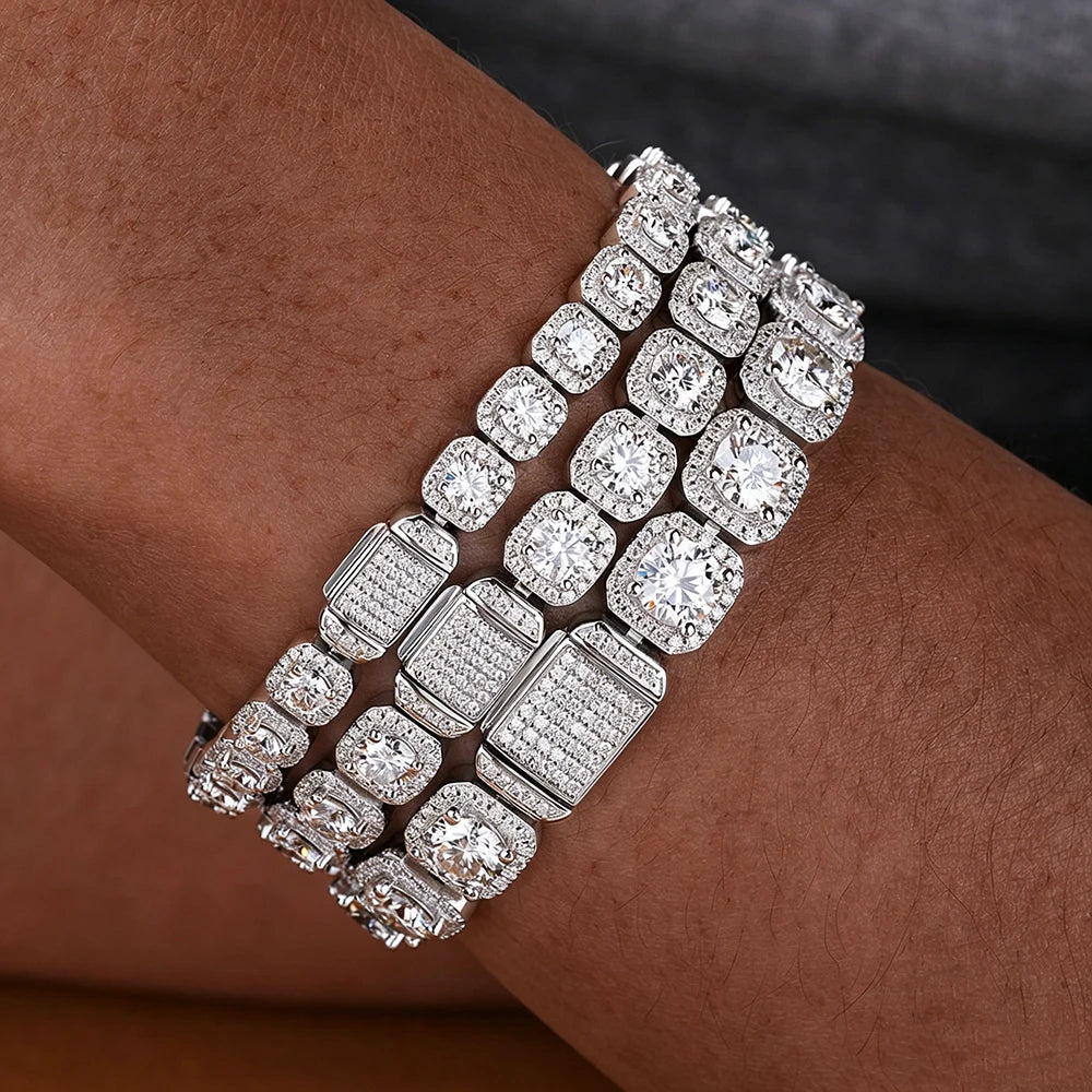 Luxury Full Moissanite Bracelets S925 Silver GRA Certified Lab Diamond Hand Chain for Women Men Wedding Fine Jewelry Gifts
