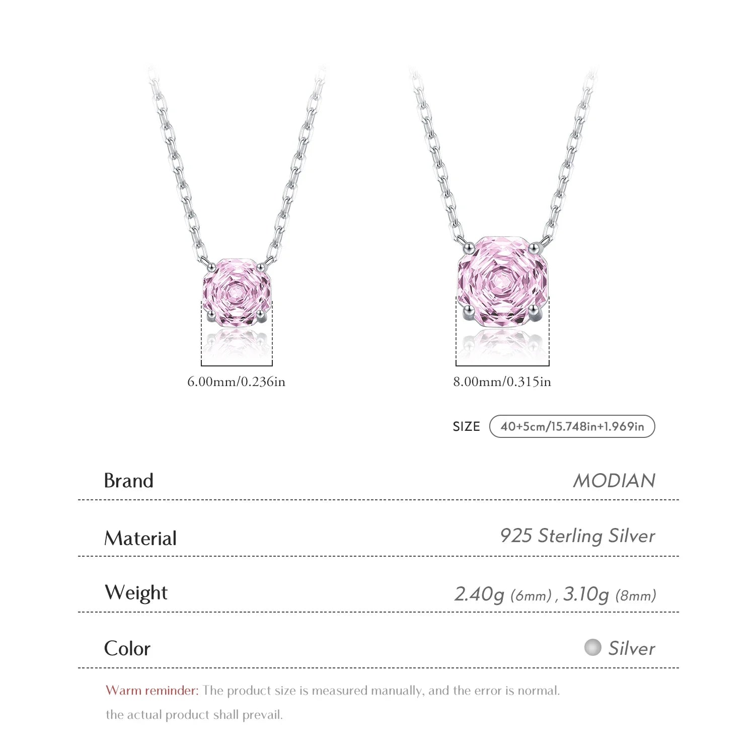 Rose Cut Pink CZ Pendant Necklace 925 Sterling Silver Sweet Delicate Light Pink Necklace For Women Party Fine Jewelry