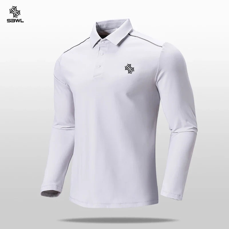 SBWL Autumn and winter outdoor high quality golf elastic long sleeve POLO shirt Fashion base office casual POLO T-shirt Tops