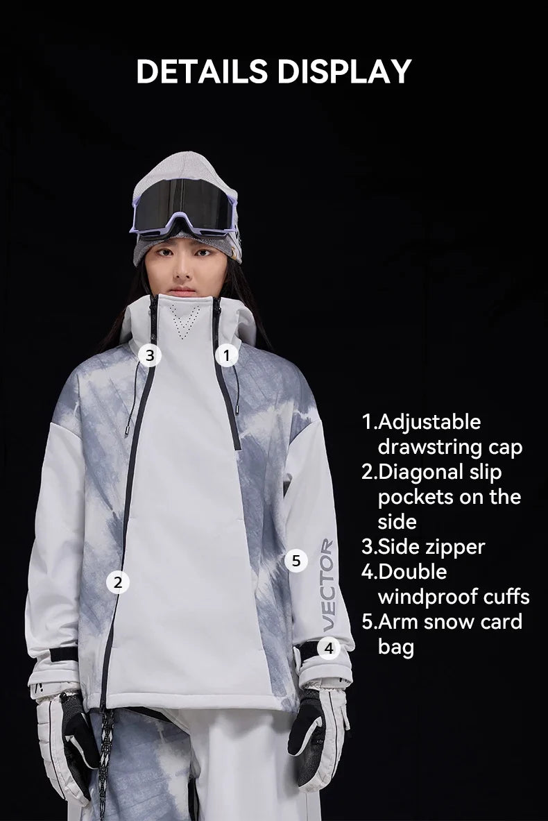 Men and Women Splicing Skiing Skiing Top Waterproof Windproof Warm Durable Indoor and Outdoor Skiing Snowboard Jacket
