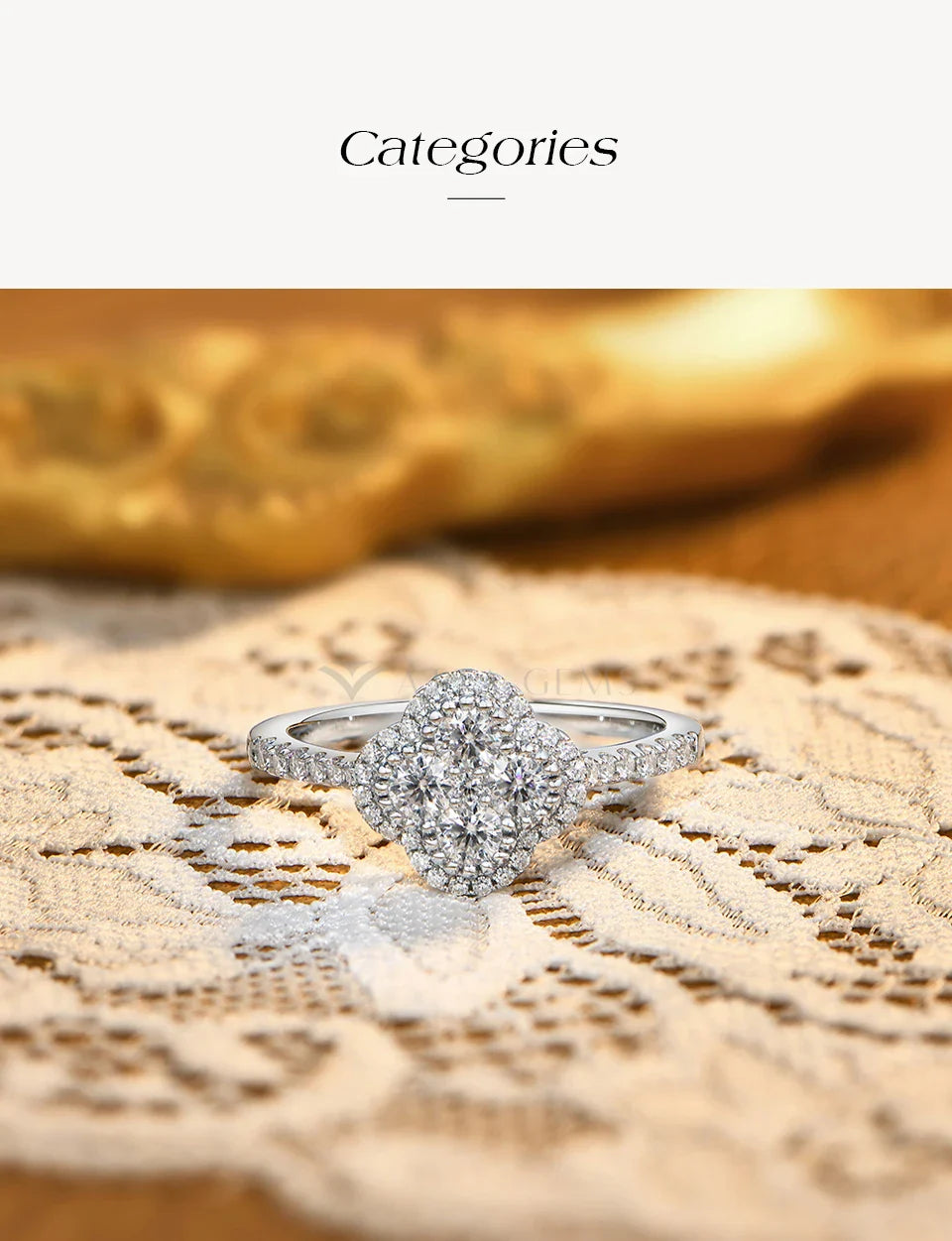Classic Clover Moissanite Rings for Women Engagement Party 925 Silver 18k Gold Stackable Band Personalized Ring Jewelry