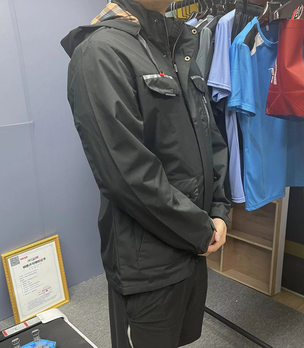 Spring And Autumn New Men's Windbreaker Outdoor Soft Shell Windproof Waterproof Jacket Long-Sleeved Hooded Solid Color Jacket