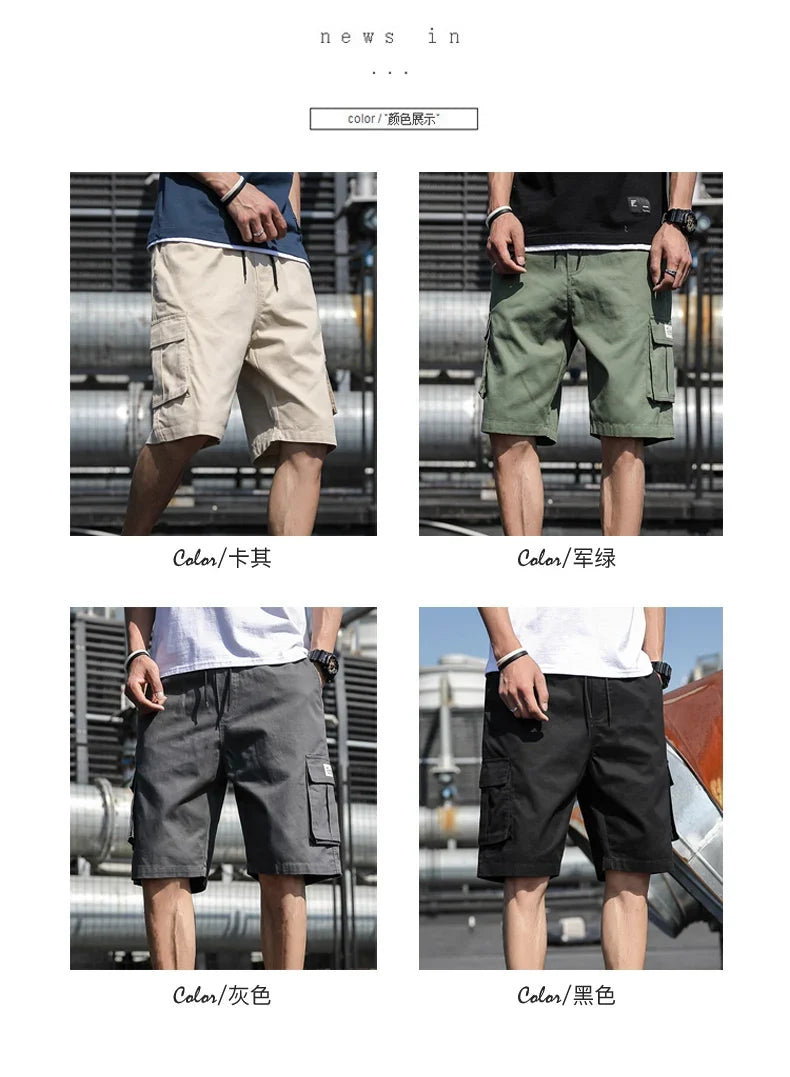 Plus Size Shorts Casual Summer Elastic Waist Cargo Short Men Streetwear Y2k Camouflage Fashion Bermuda Male Side Pocket Breeches