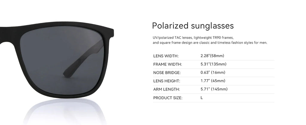 Square Polarized Sunglasses for Men Ultralight Carbon Fiber Sun Glasses Driving Fishing Golf Sports UV400 Protection