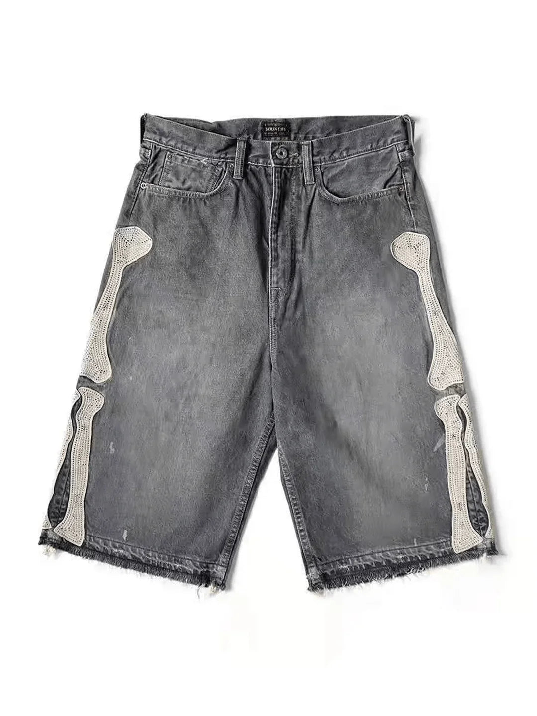 Retro Denim Shorts Y2k Casual Embroidered Bone Denim Shorts