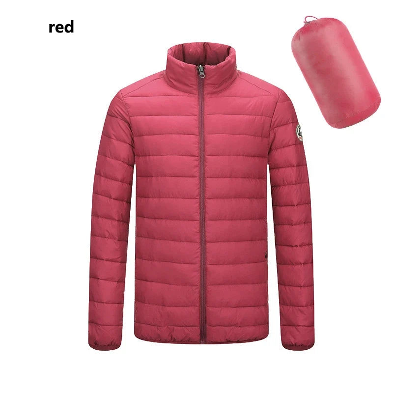 Spring Autumn Men Women With Embroidery Zipper Sleeveless Vest Front Light Thin Hooded Down Long sleeves Jacket Warm Windproof