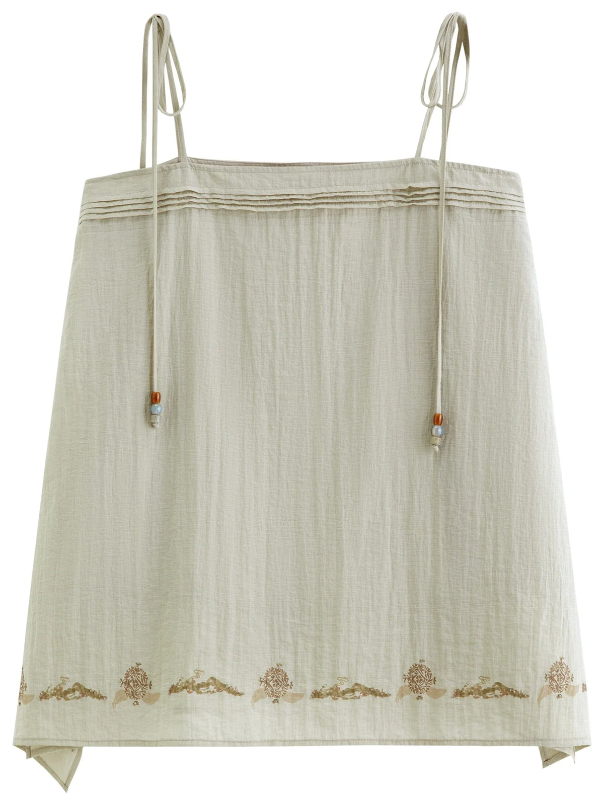 Vintage Printed Camis Midi Skirt Set Square Neck Sleeveless Summer Elastic Waist Outfit Silk Office Daily