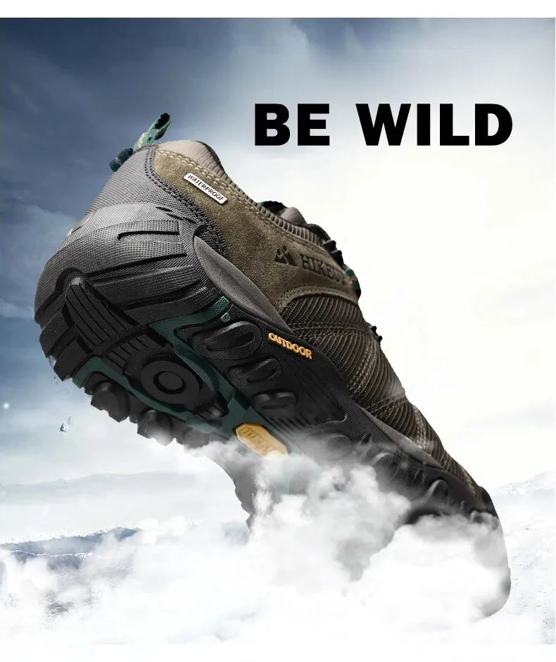 Four-Season Men's Hiking Shoes Outdoor Sports Genuine Leather Wear-Resistant Climbing Shoes Rubber Sole Trekking Sneaker