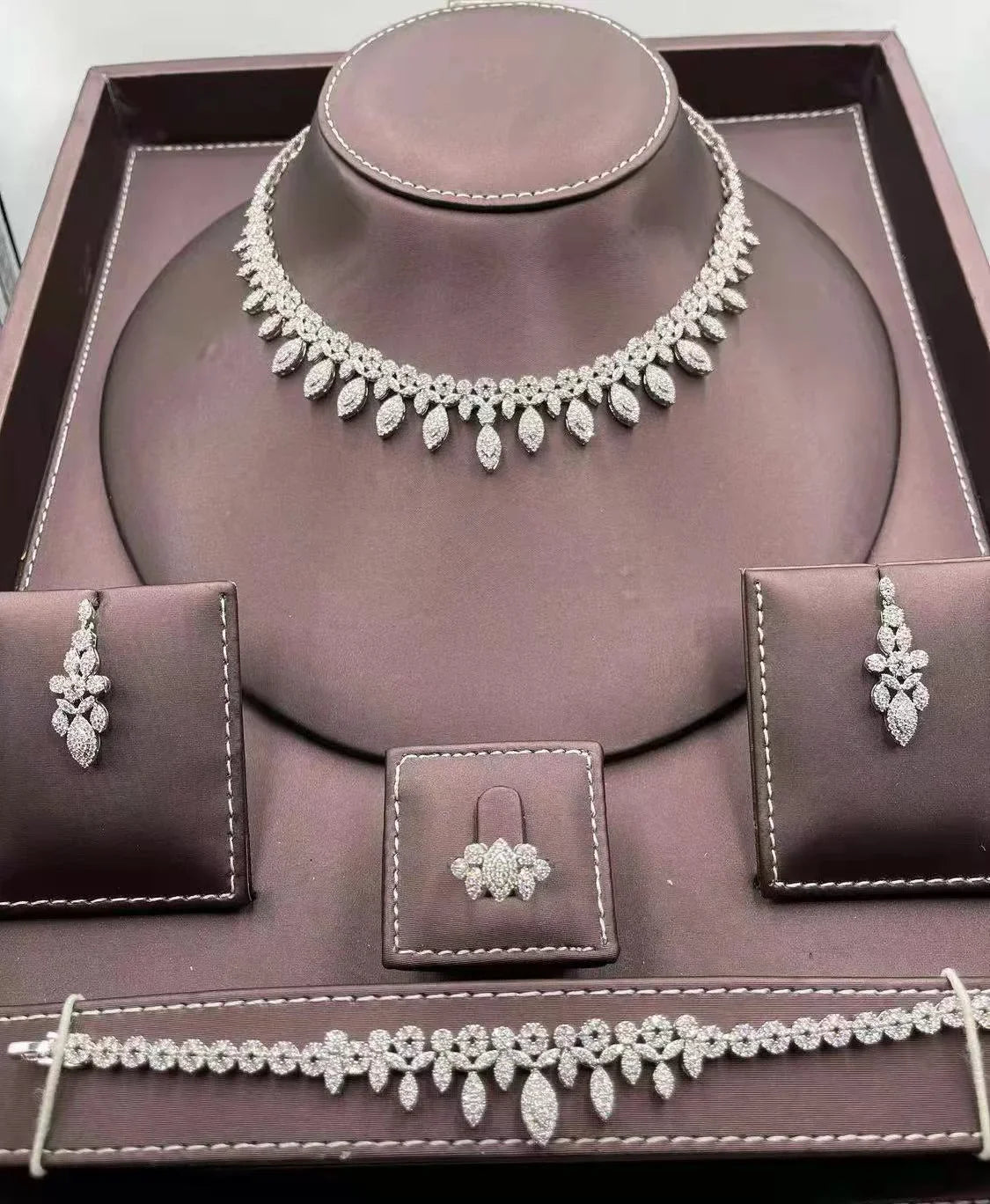 Luxury Big 4 pcs Jewelry Set With Cubic Zirconia for Women Bridal Party Wedding Accessories Saudi Arabic Dubai