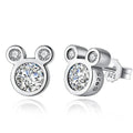 Hot Selling 925 Sterling Silver Cute Dazzling Mouse Cartoon Stud Earrings For Women Girl Authentic Original Jewelry Gift
