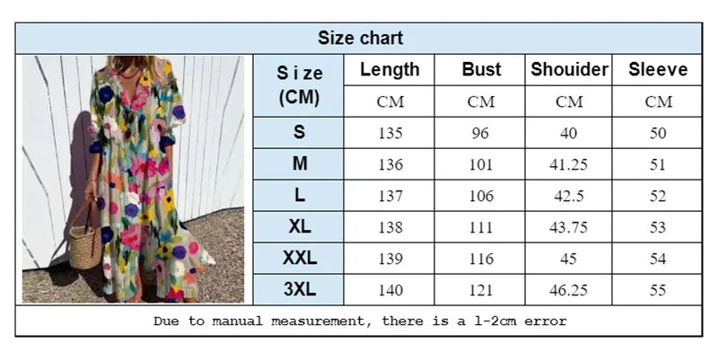 Women's Elegant Plus Size Pleated Short Sleeve V Neck Long Dresses Sweet Style High Waist Printed Dress Female Casual Loose Gown