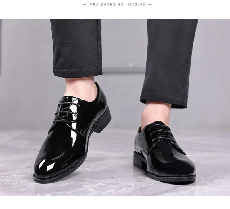 Spring British Style Formal Dress Shoes Black Business Oxfords For Groom Wedding Office Comfortable Big Size Footwear Non Slip