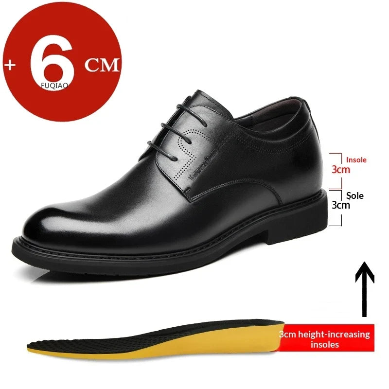 Men Business Elevator Shoes Real Cowhide Invisible Height Increasing Shoes with 3/6/8CM Height Boost Breathable Comfortable
