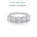 2.5/5CTTW D Color Genuine Moissanite Rings for Women 5 Gemstone Bridal Wedding Jewelry 925 Sterling Silver Wholesale Ring