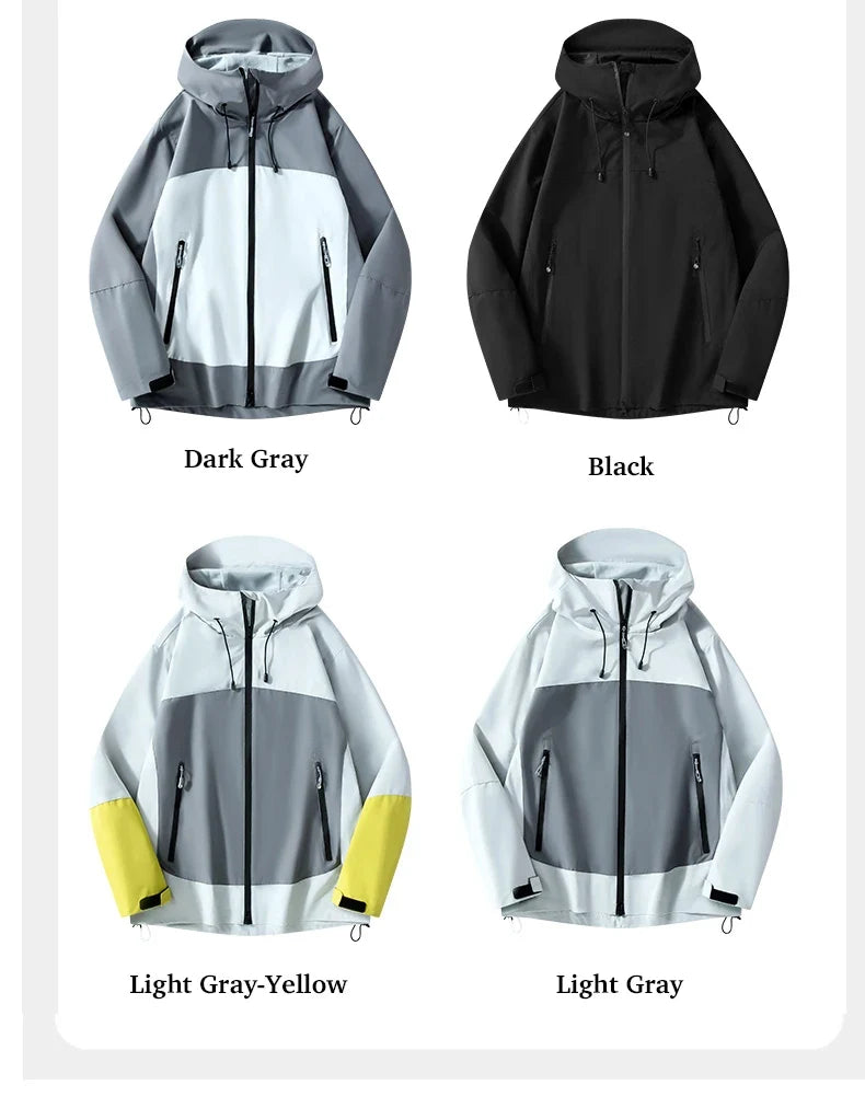 Unisex Waterproof Softshell Jacket Hiking Camping Climbing Trekking Hooded Windbreaker Casual Sporty Rain Coat Men Women