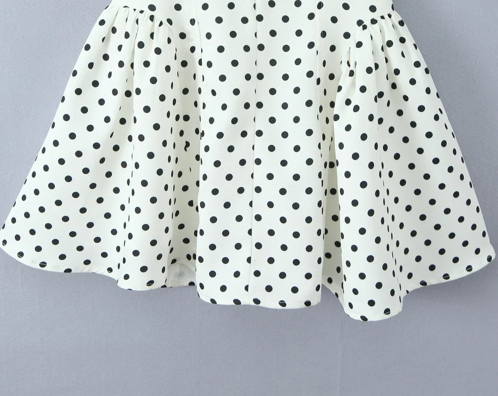 French Style Retro Polka Dot Deep V Halter Dress Women Sexy Backless A-line Slim Sweet Elegant Mini Dresses Summer Robe