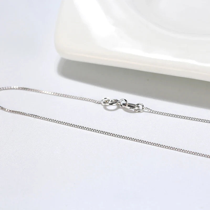 100% Genuine 925 Sterling Silver 0.6mm Box Chain Necklace Thin Chain Basic Punk 40-60cm Minimalist Jewelry SC07