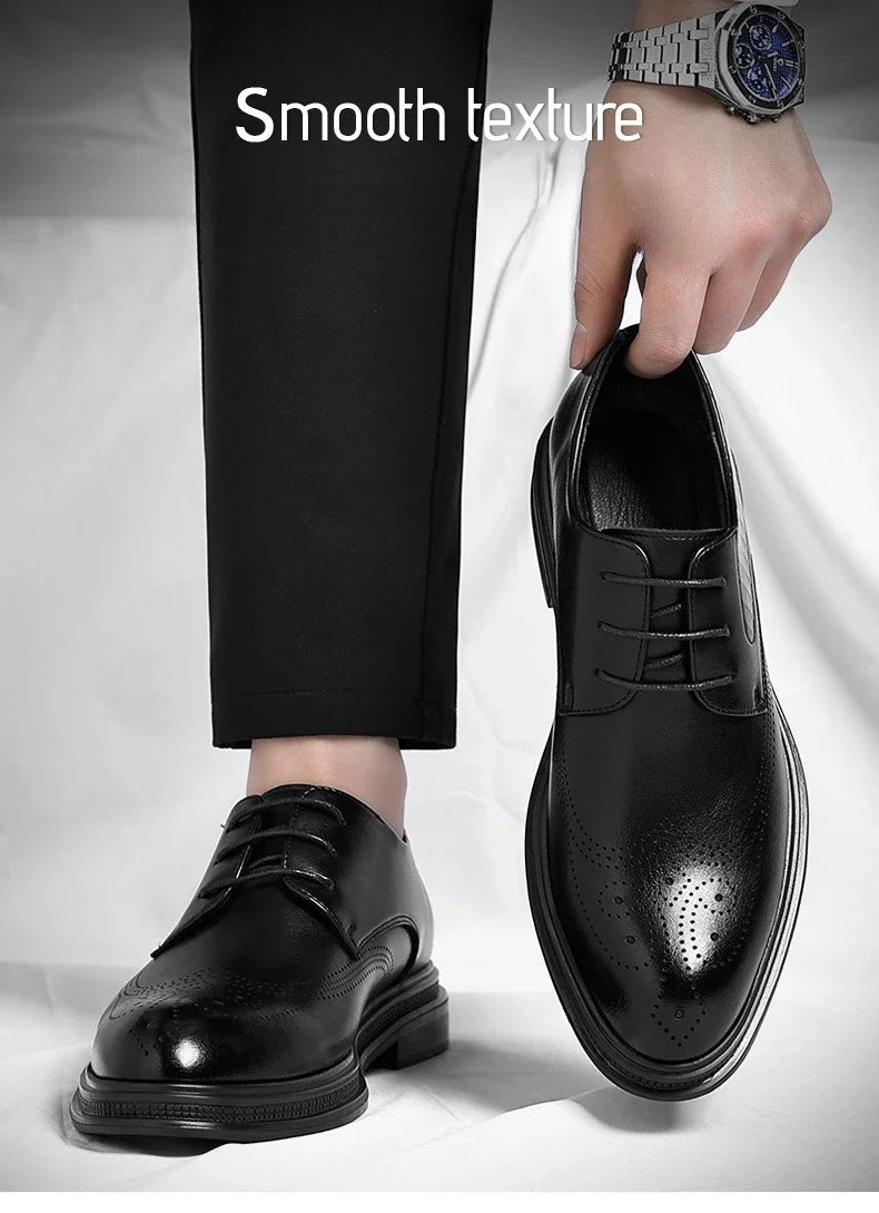 Business Formal Casual Wedding Shoes for Men Fashion New Designer Inner Increase Shoes Male Spring Autumn Retro Leather Shoe Man