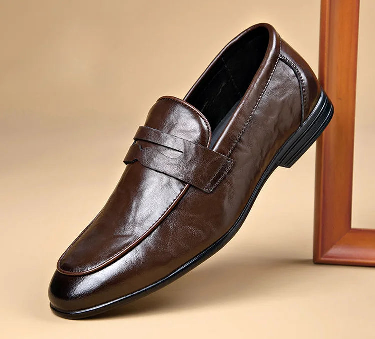 Social Shoe Male Leather Casual Round Toe Men's Formal Shoes Business Luxury Designer Clothing Office Party Gentleman 2025 Trend