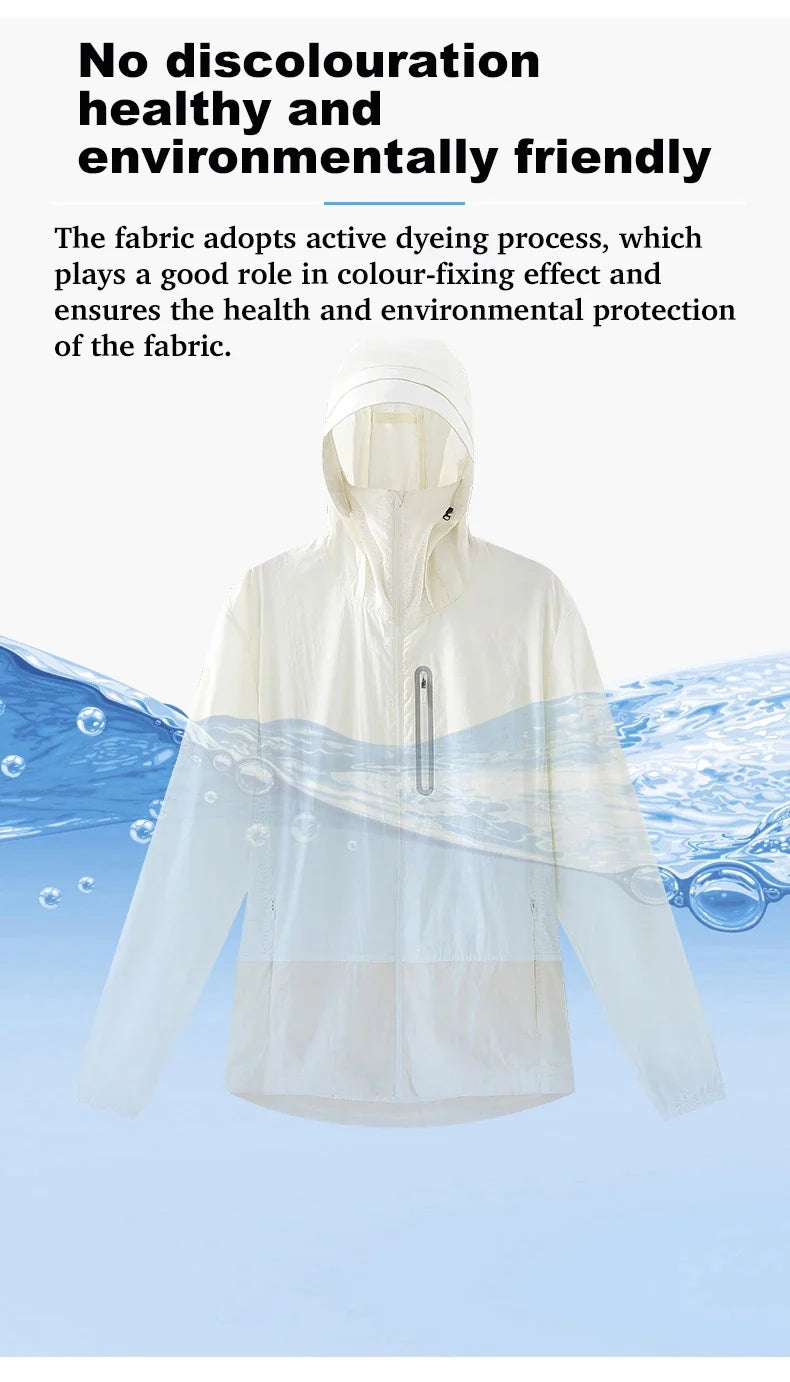 Unisex Waterproof Sun Protective Jacket UPF 50+ UV Blocking Quick-Dry Breathable Windbreaker for Hiking Camping Climbing