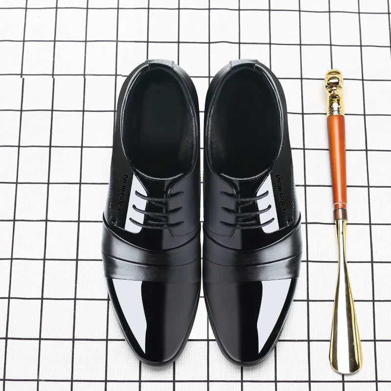 6cm/8cm Height Increasing Mens Formal Dress Shoes Cow Leather Elevator Shoes Business Office Oxfords Wedding Party Social Shoes