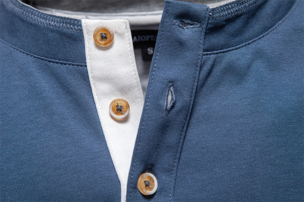 Men's Long SleeveT-shirt Fashion HIgh Quality Cotton t shirt for man button collar basic tshirt