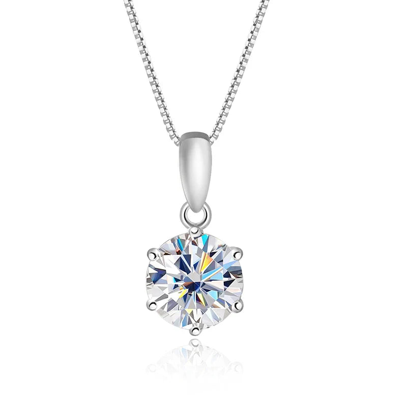 1CT 2CT D Color Moissanite Necklace for Women Flawless Sparkly Simulated Diamond Pendant Sterling Silver 925 Jewelry GRA