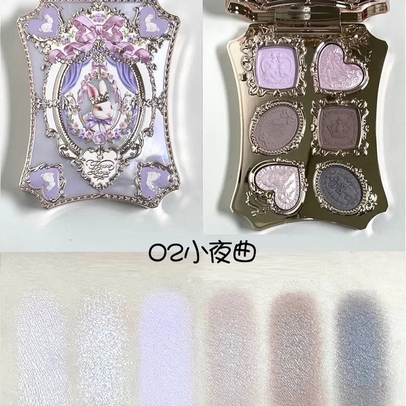 Bunny Garden Collection 6-Color Makeup Eyeshadow Contour Palette Eye Brush Puff Set Eye Glitter Korean Makeup Kit