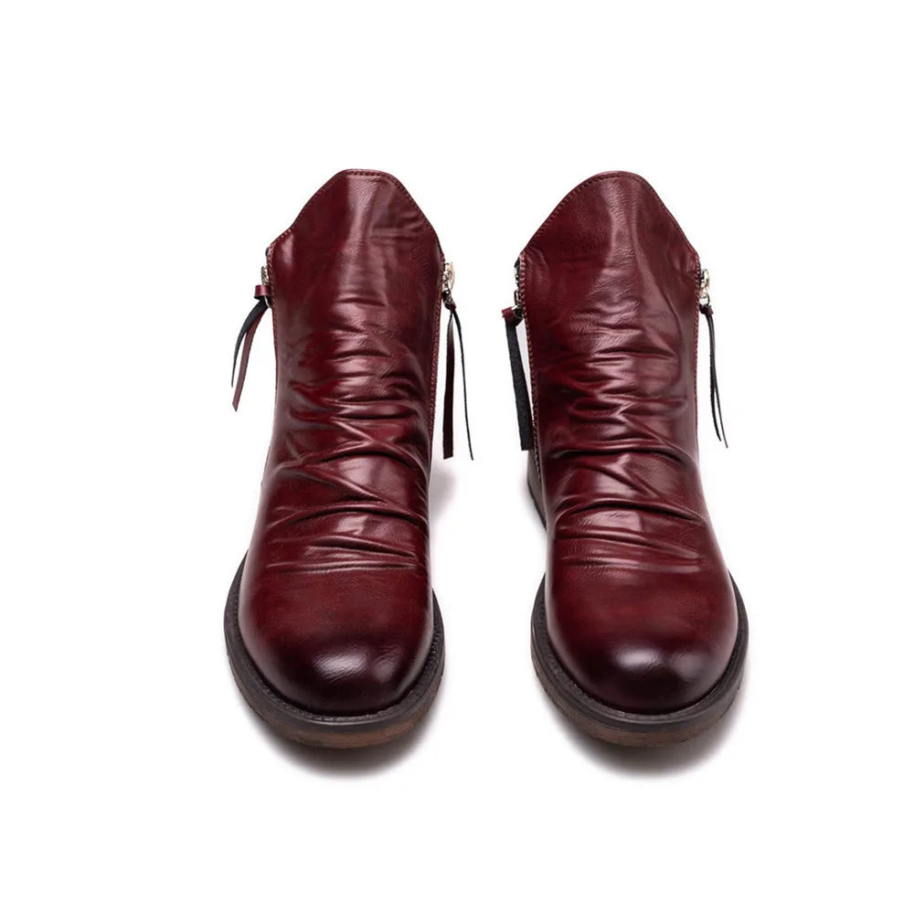 2022 Boots for Men Comfortable Retro Ankle Boots Non-Slip Leather Men's Shoes Cowboy Boots Mens Shoes Sneakers