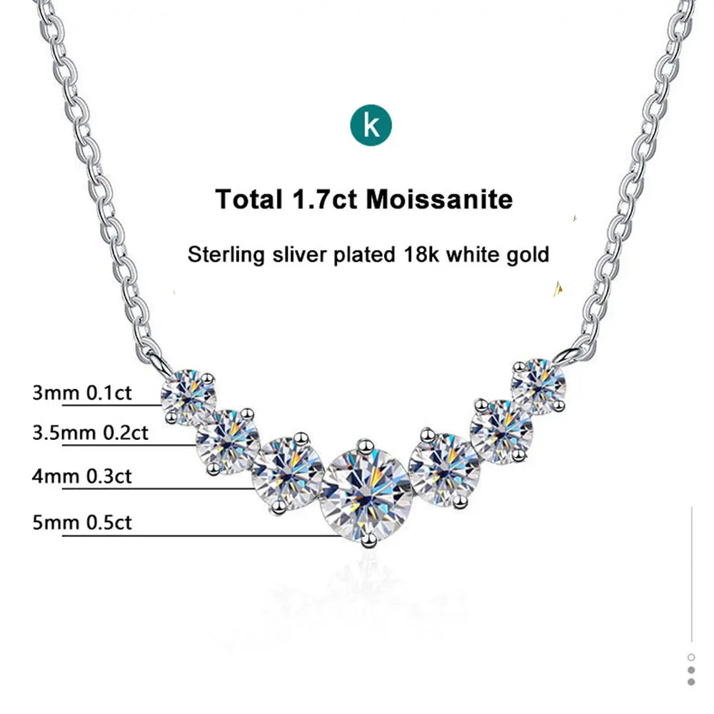 D VVS1 Moissanite Pendant Necklaces for Women Trendy Party Jewelry GRA Certified 925 Sliver Plated Yellow Gold Necklace