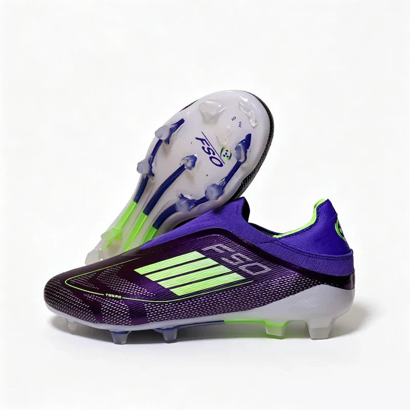 2555 High Quality Mens Soccer Shoes SLIP-ON Non-Slip Turf Soccer Cleats Boys TF/FG Training Football Boots Chuteira Campo F50