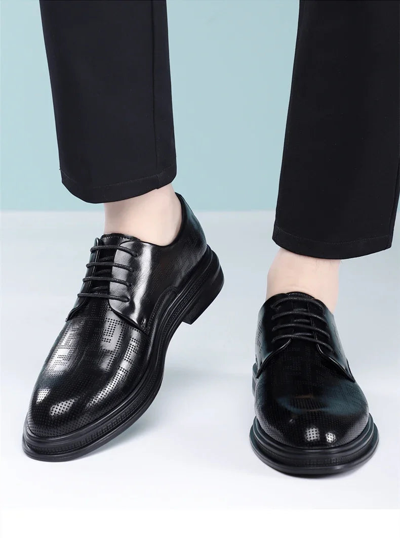summer Men Elevator Shoes Dress Shoes Formal Leather Quality Busincess Lift 6CM 8CM Height Increased Man Elegance Wedding Shoes