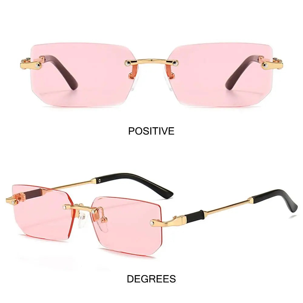 Rimless Rectangle Sunglasses Fashion Y2K Frameless Sun Glasses Shades for Women & Men