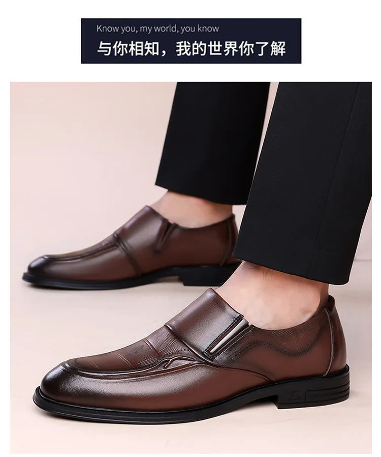 Spring Autumn New Leather Shoes for Men Solid Color Business Casual Shoes Male Fashion British Style Dress Shoe Man