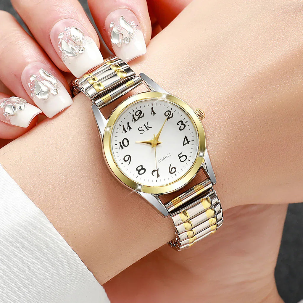 Elegant Small Dial Women Watches Fashion Elastic Strap Quartz Watch Reloj Mujer（Without Box）