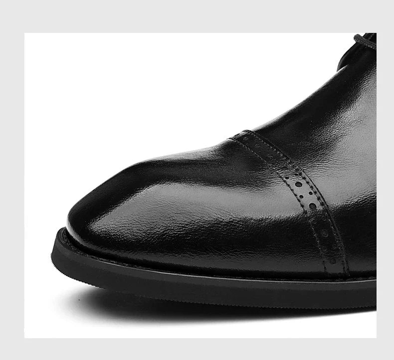 Men's Big Size 39-48 Black Leather Cap-Toe Oxford Shoes New Formal Business Dress Shoes Male Spring Autumn Wedding Shoe for Man