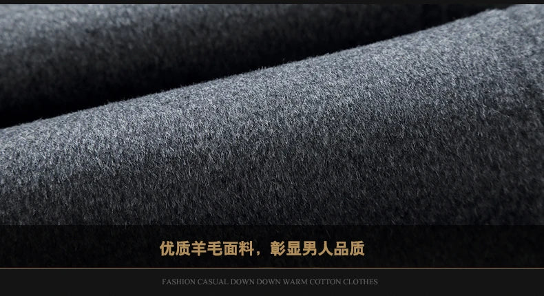 Men's High-Quality Autumn Winter Wool Coat Long Fashion Trench Coat Over-the-Knee Thick Cotton M-4XL