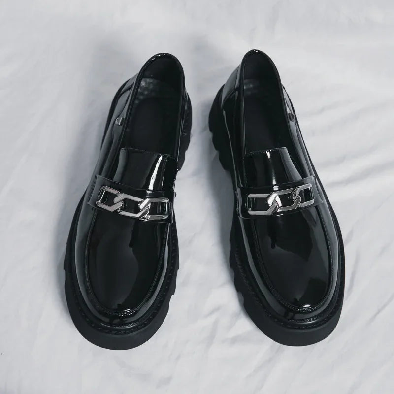 Men’s Round Toe Leather Shoes – Fashionable Casual Dress Footwear for Adults