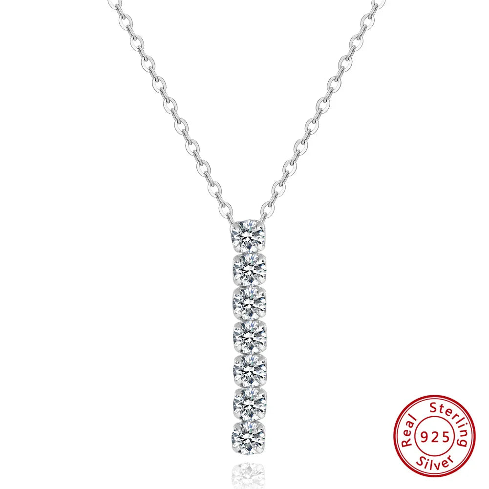 925 Sterling Silver Brilliant Cubic Zirconia Neck Chain 3*3mm Tassels Tennis Necklaces for Women Jewelry Gifts SN346