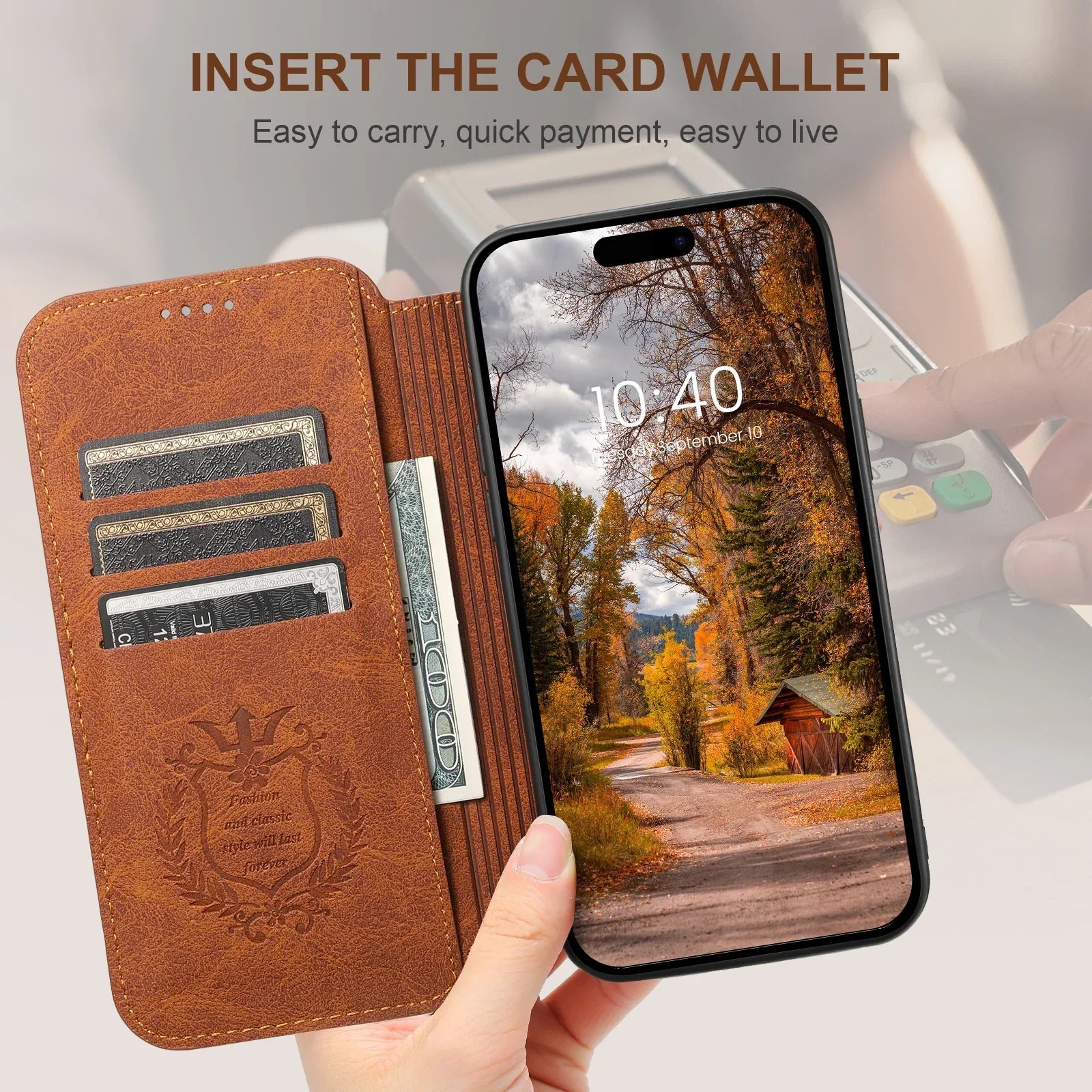 SUTENI Compatible Wireless Charging Leather Phone Case For iPhone 12 13 14 15 16 Plus 17 Pro Max Flip Cover Wallet Card Holder