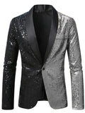 2026 Men's Suit Jacket, Shiny Sequin Stage Performance Coat, White Silver Blue Red Purple Blazers V-neck Single Button S-XXL