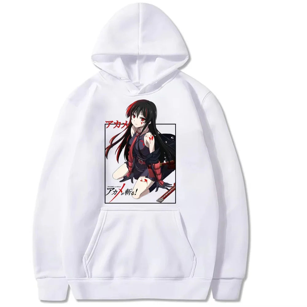 2025 تريند جديد هودي أنمي ياباني Akame Ga KILL Harajuku للرجال والنساء بلوفر شارع للجنسين خريف