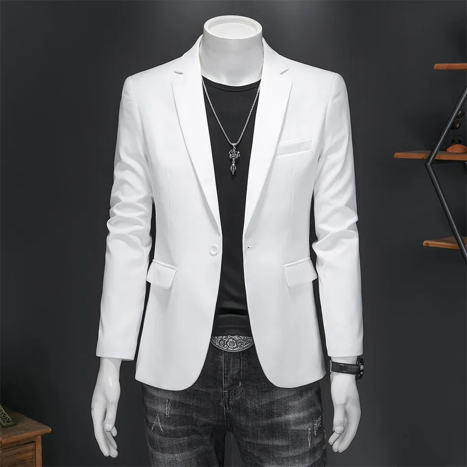 15-color boutique fashion suit 6XL men's slim groom wedding suit jacket business office suit casual solid color suit jacket