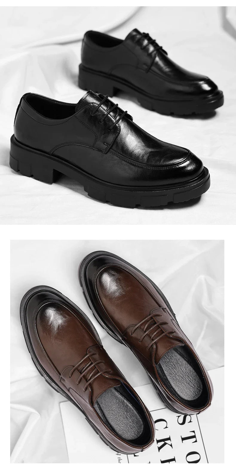 Men Dress Elevator Shoes Platform Breathable Lift Casual Business Luxury Genuine Leather Heightening Shoes5/8/10CM Taller Male