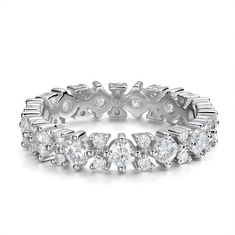 1.56CTTW 100% All Moissanite Wedding Rings for Women Dating Ring Full Eternity Bands S925 Sterling Silver Plated 18k GRA