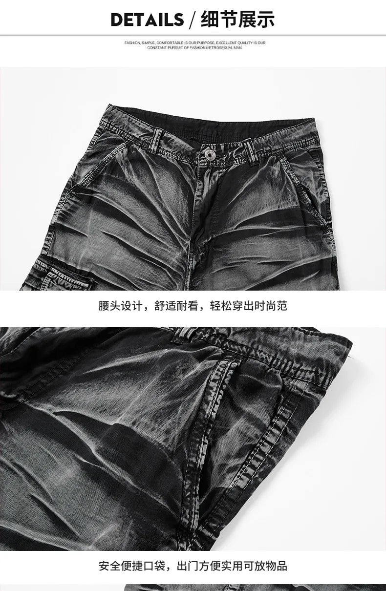 Men Multi Pocket Casual Breathable Sports New Shorts Men Summer Cargo Shorts Men Loose Plus Size Pure Cotton Five Point Pants