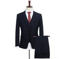 Plus Size Man Suit Set Solid Color Single Breasted Jacket Vest Pants For Host Groom Groomsmen Grey Black Navy 3-Piece Suit Set