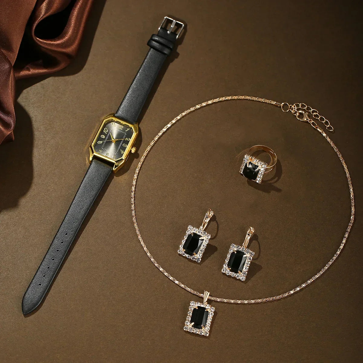 6/5/1PCS Luxury Fashion Square Women's Watches Brand Ladies Quartz Wristwatch Jewelry Set Classic Simple Watch Relógios Feminino
