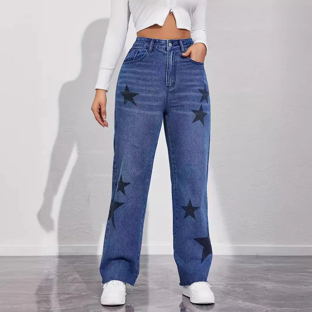 High Waist Washed Jeans Women Jean Ankle Length
